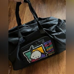 Vintage Pochacco SANRIO Travel Duffle Bag 22" Black 1989 / 1994 RARE Taiwan